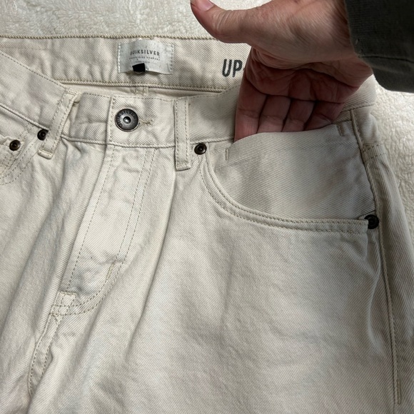 Quiksilver cream ankle denim jeans, 30, fits Medium, Summer Pants, raw edge hem - Picture 10 of 11